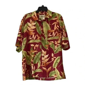 Seven Palm Hawaiian Tropical 100% Silk Shirt Size Small